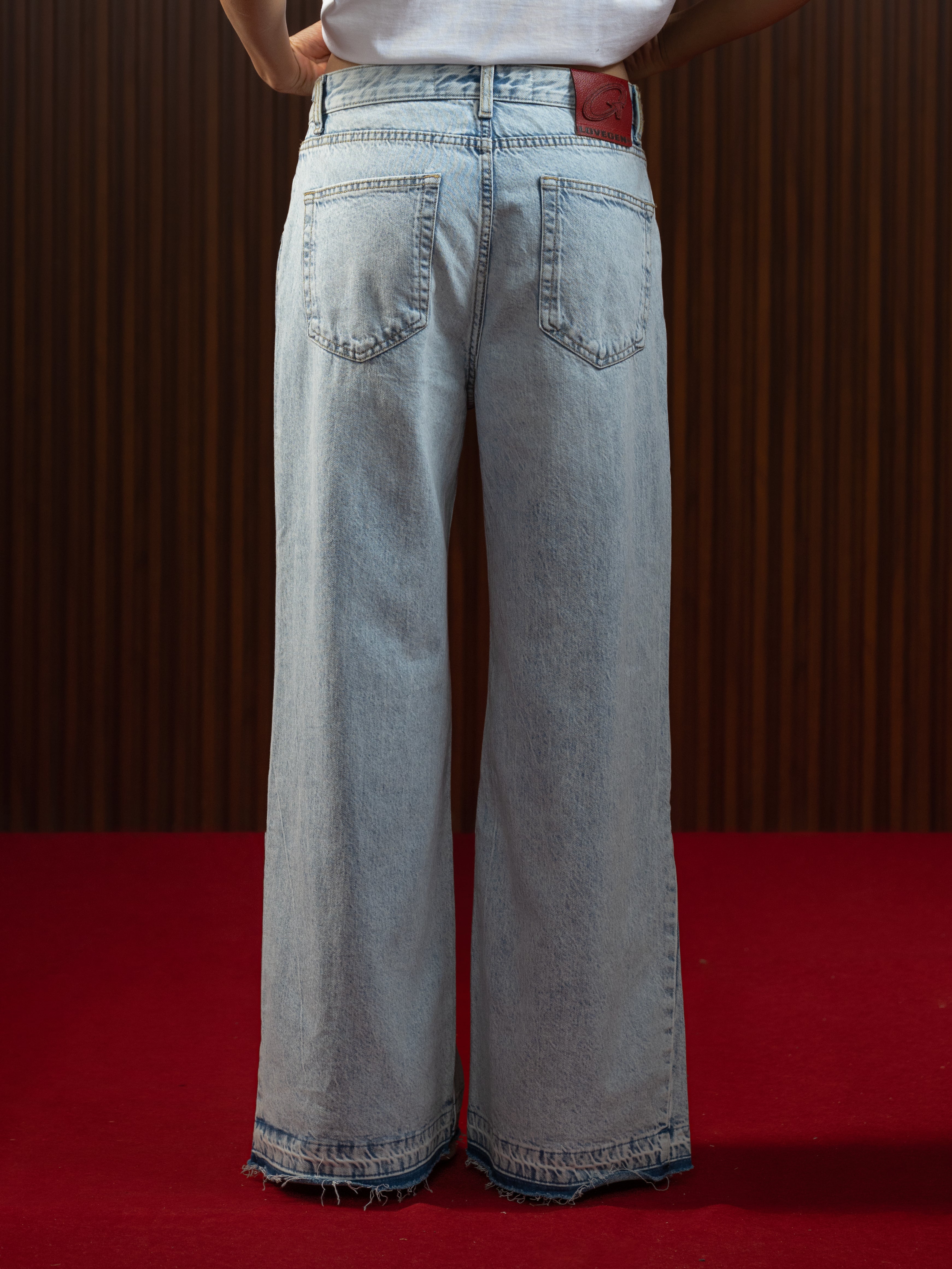 WOMEN'S FLARED WIDE LEG JEANS LIGHT BLUE