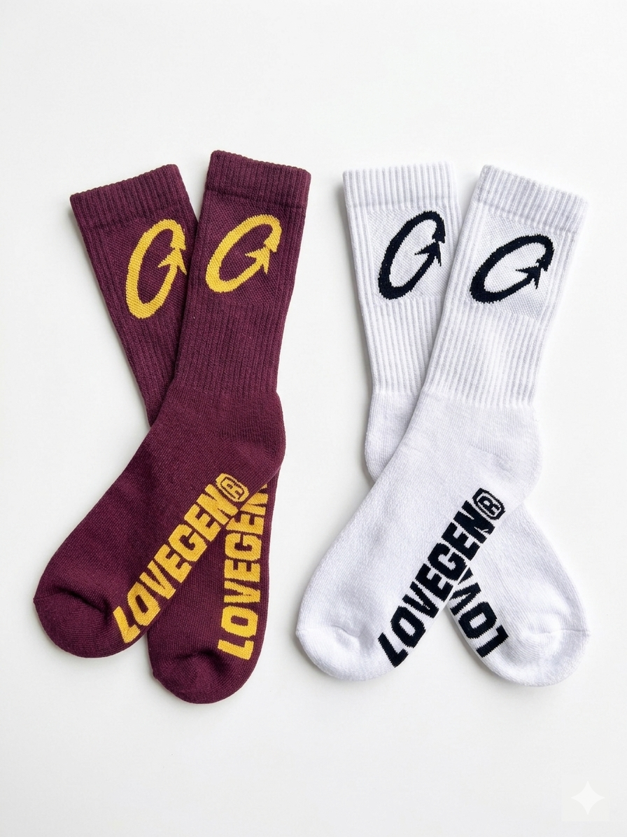Gen Socks [Pack of 2] Red & White