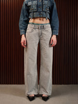 Women's Straight Wide Jeans Grey