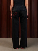 Women's Straight Wide Jeans Black