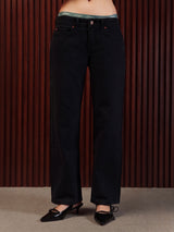 Women's Straight Wide Jeans Black