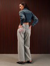 Women's Straight Wide Jeans Grey