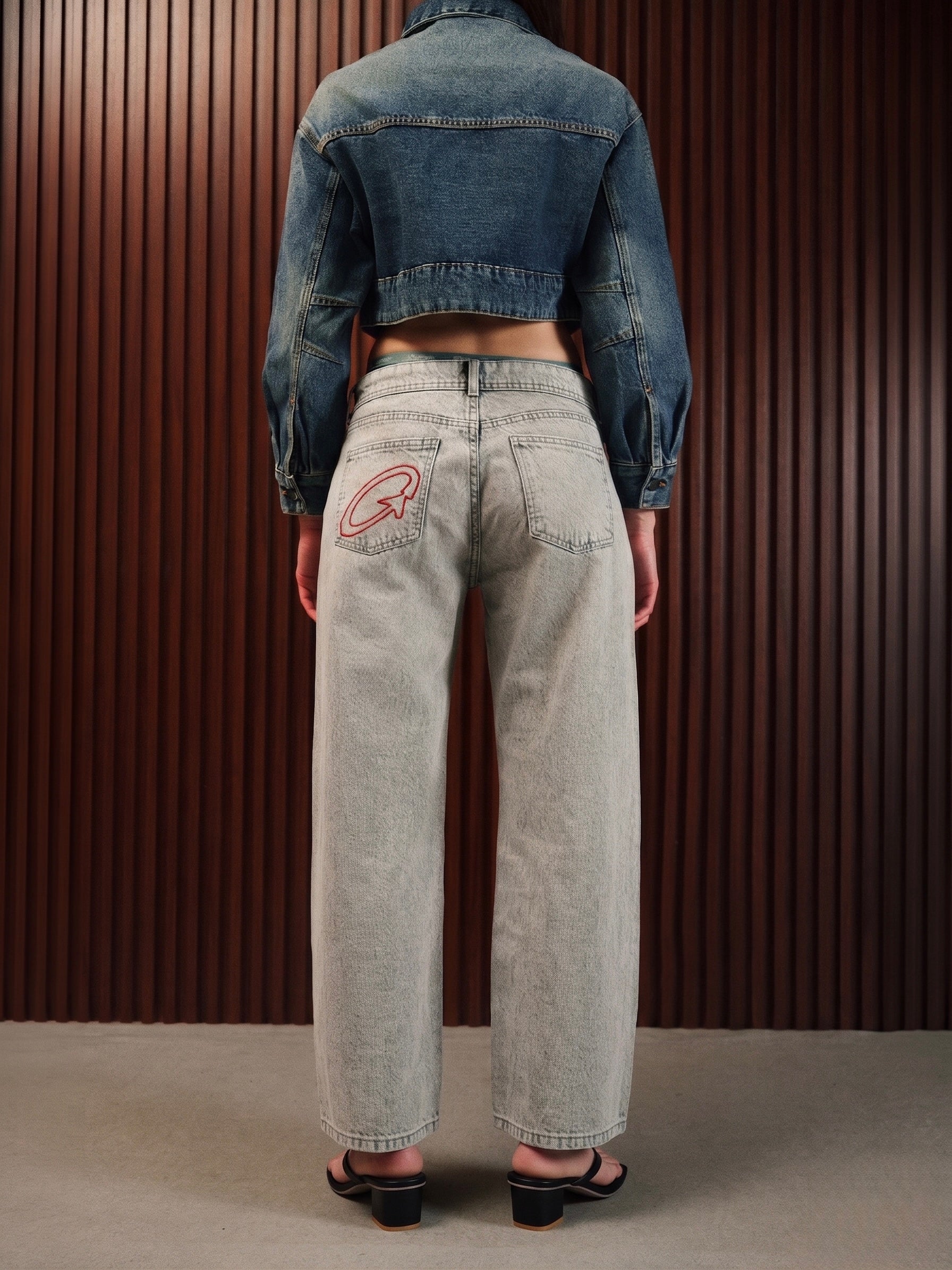 Women's Straight Wide Jeans Grey