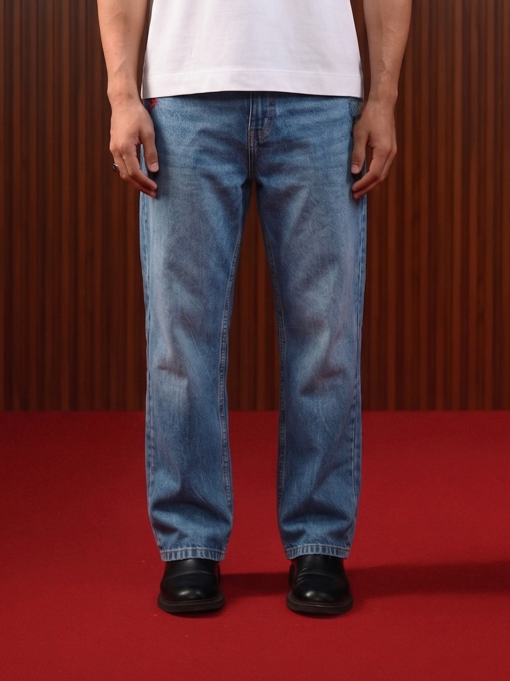 Men's Straight Jeans Mid Blue