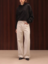 Wide Leg Cross-over Waist Jeans White