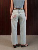 Women's Straight Wide Jeans Light Blue
