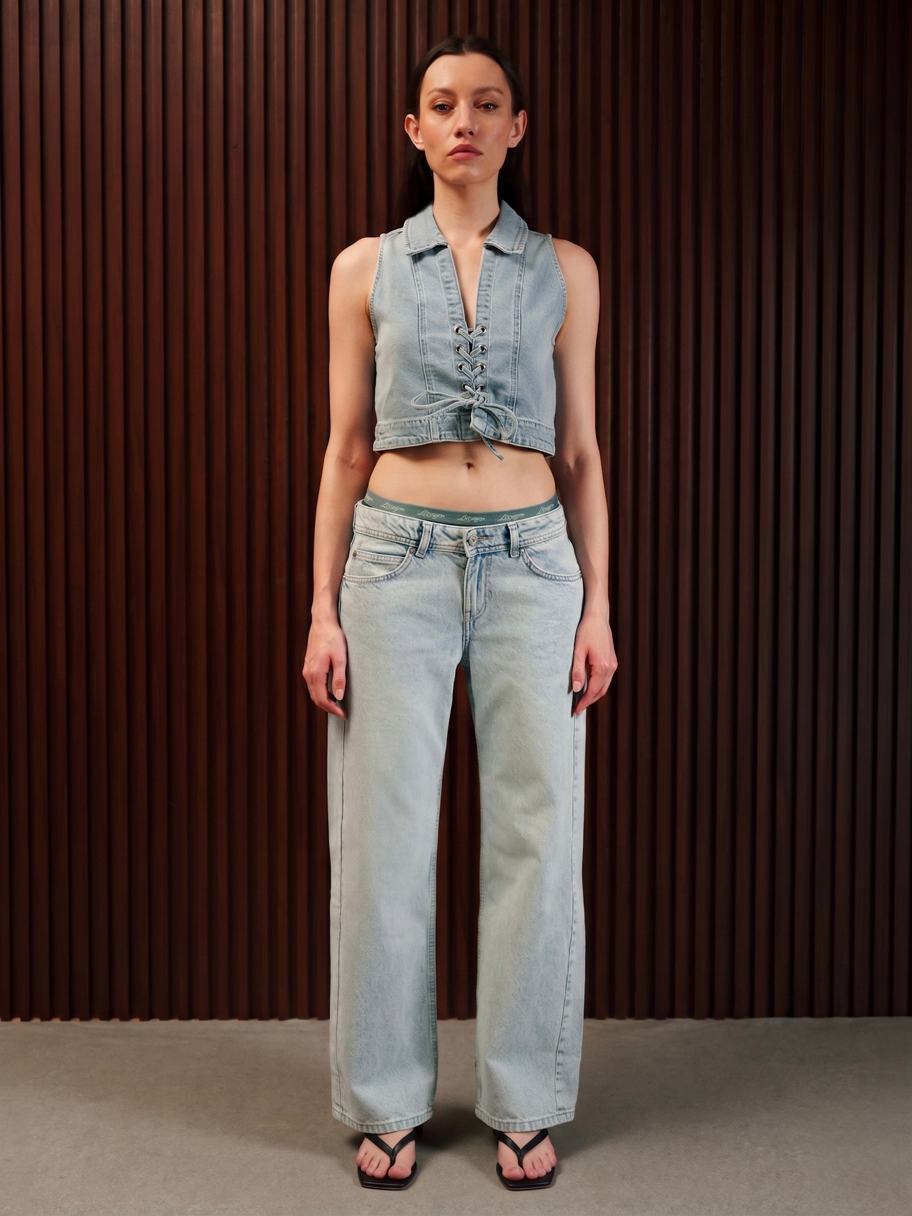 Women's Straight Wide Jeans Light Blue
