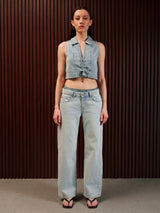Women's Straight Wide Jeans Light Blue