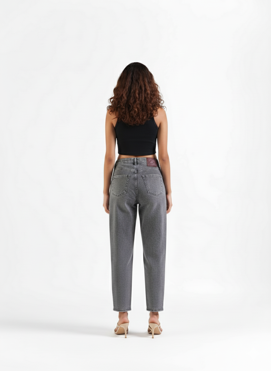 Mom Fit Jeans Grey