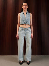 Women's Straight Wide Jeans Light Blue