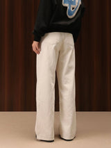 Wide Leg Cross-over Waist Jeans White