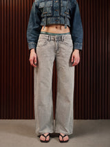 Women's Straight Wide Jeans Grey