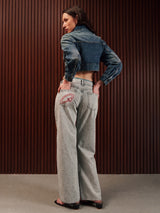 Women's Straight Wide Jeans Grey