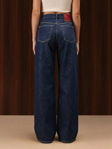 Wide Leg Cross-over Waist Jeans Rinse