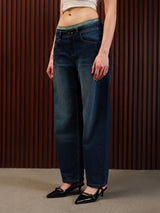 Women's Straight Wide Jeans Dark Blue