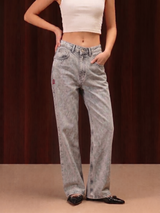 Women's Straight Wide Jeans Grey