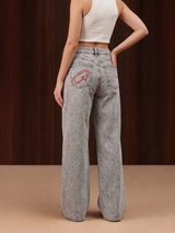 Women's Straight Wide Jeans Grey