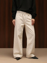 Wide Leg Cross-over Waist Jeans White
