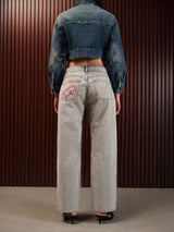 Women's Straight Wide Jeans Grey