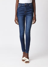Buy Dark Mid Blue Ibiza High waist Basic Skinny Fit Jeans for women