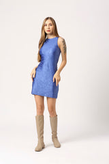 Women Noble Round Neck Sleeveless Fitted Short Dress