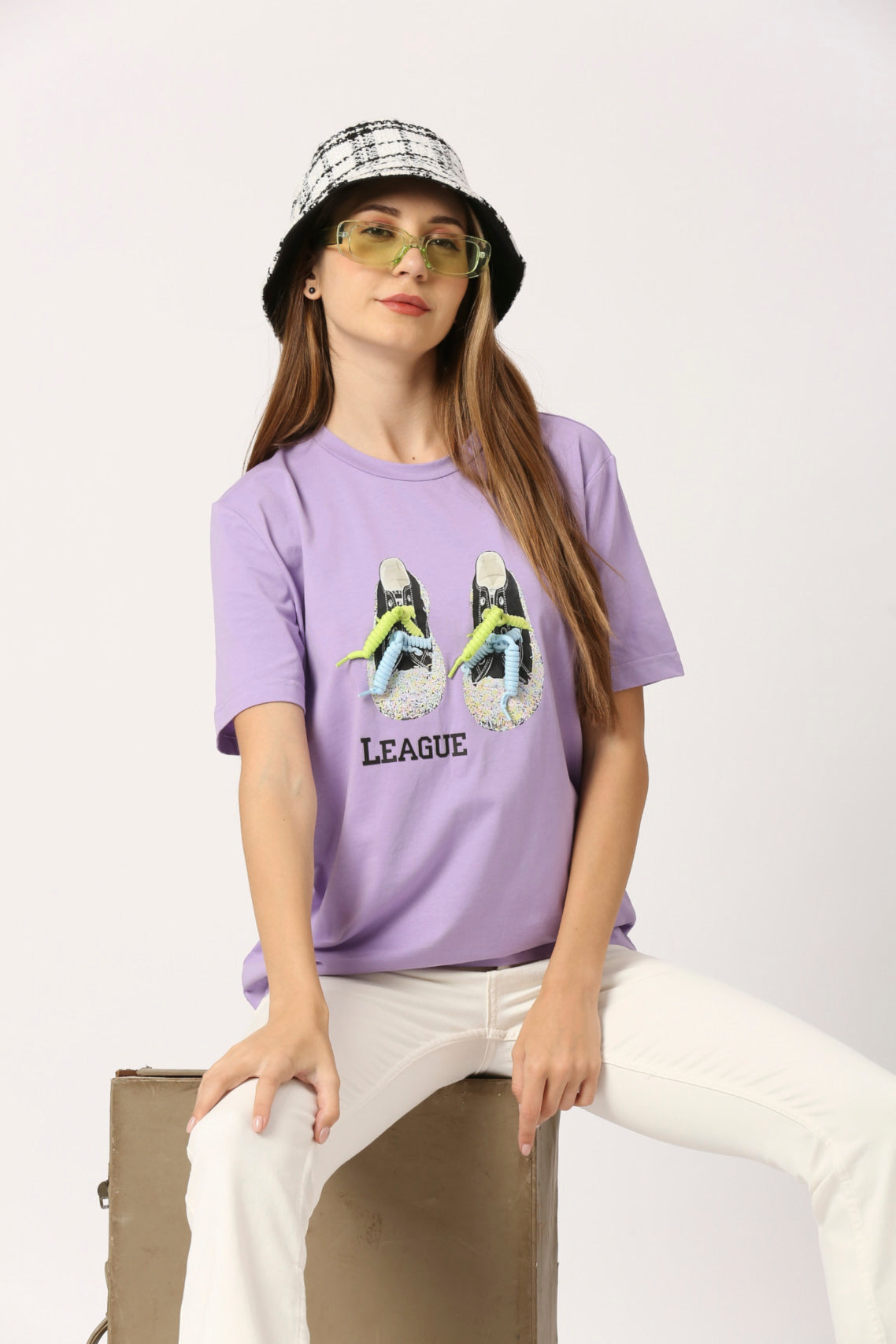 Women Violet Typography Printed T-Shirt