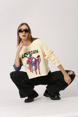 Women Multi Color Typography Printed Sweatshirt