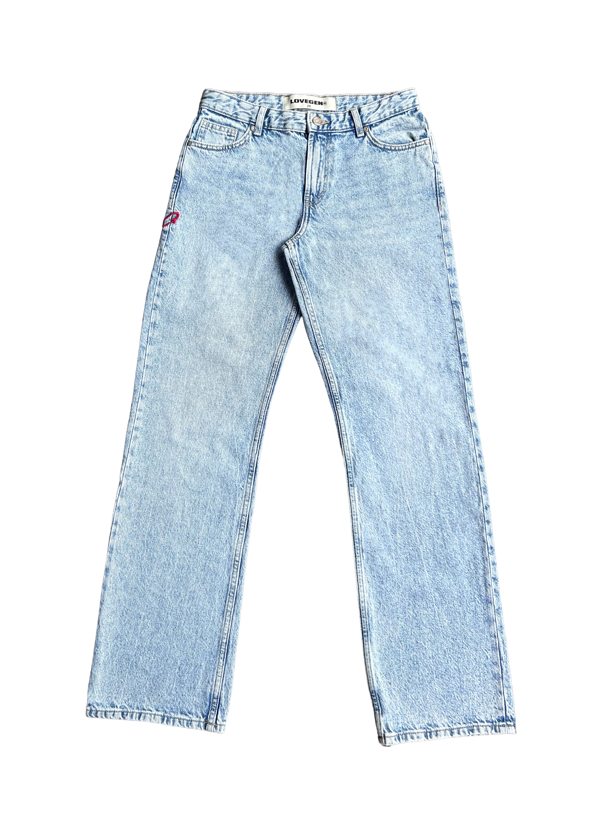 Men's Straight Wide Jeans Light Blue
