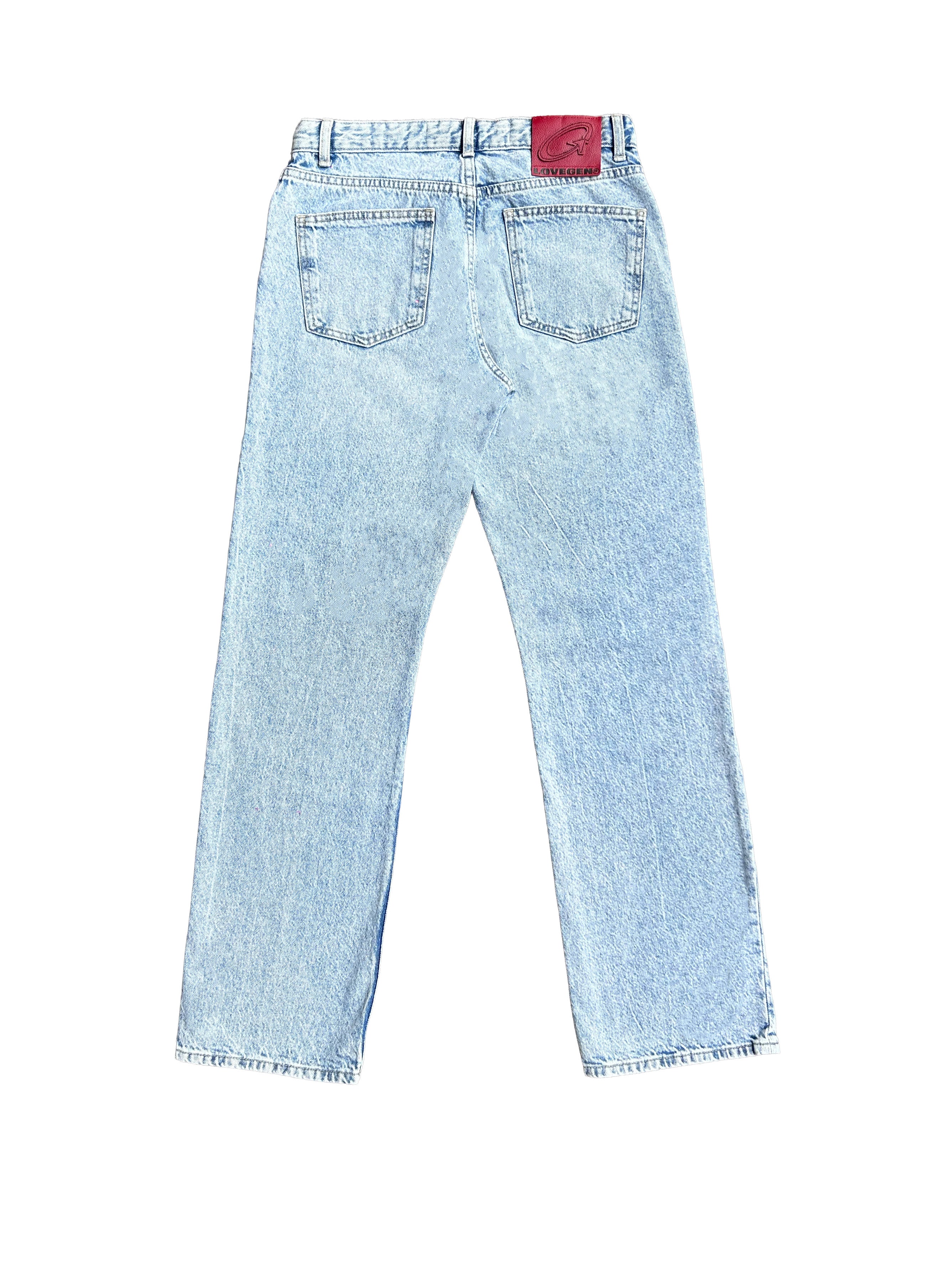 Men's Straight Wide Jeans Light Blue