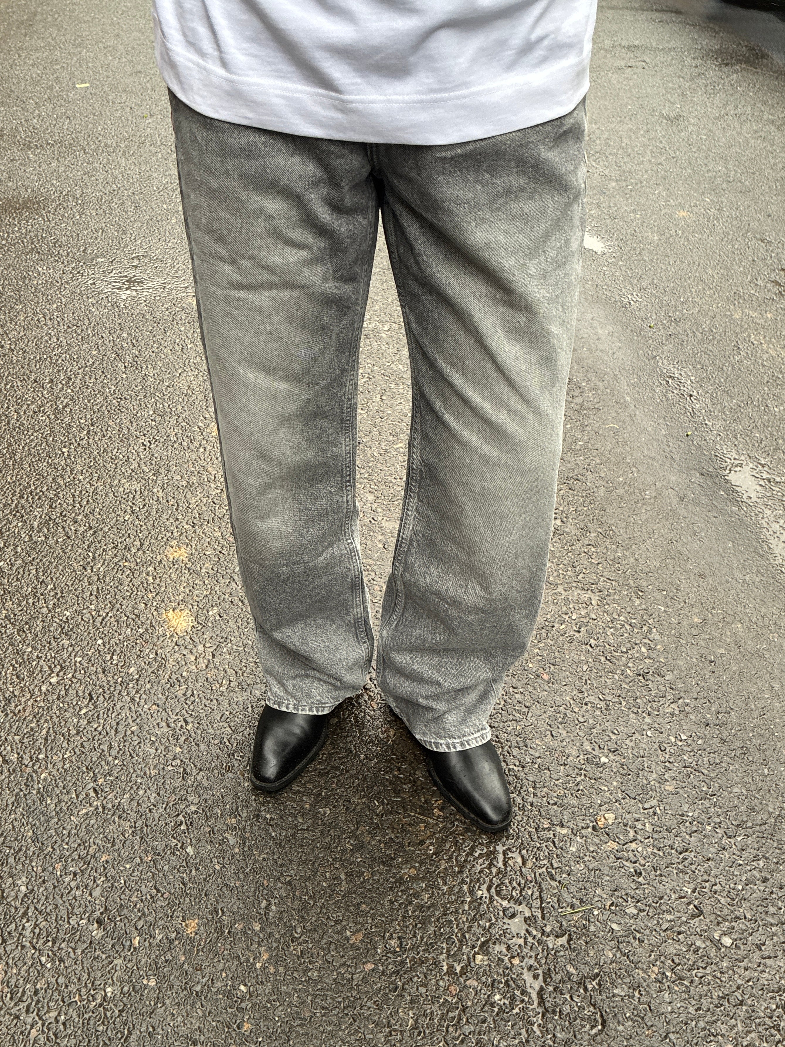 Men's Straight Wide Jeans Grey