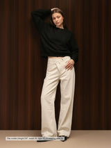 Wide Leg Cross-over Waist Jeans White