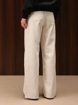 Wide Leg Cross-over Waist Jeans White