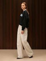 Wide Leg Cross-over Waist Jeans White