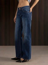 Women's Straight Wide Jeans Dark Blue