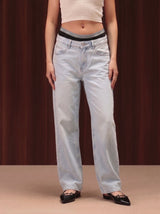 Women's Straight Wide Jeans Light Blue