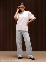 Women's Straight Wide Jeans Light Blue