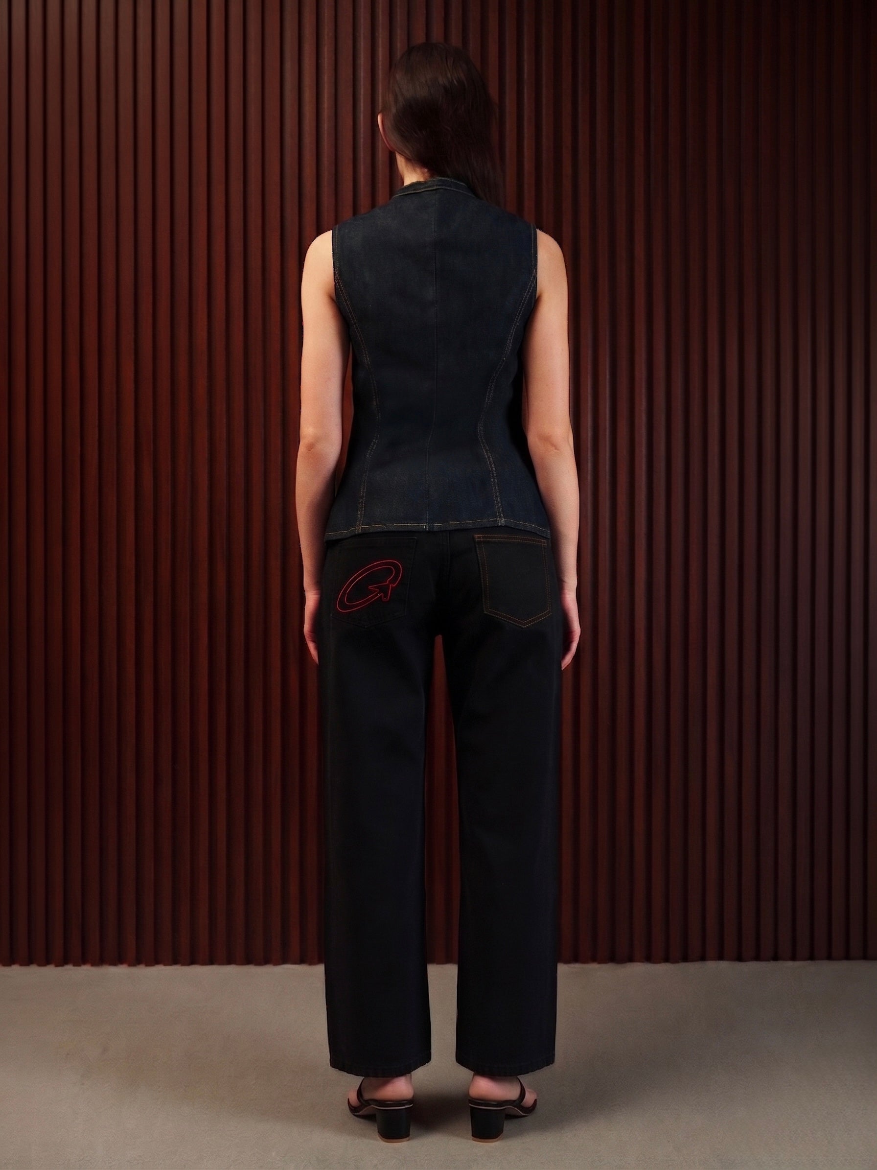 Women's Straight Wide Jeans Black
