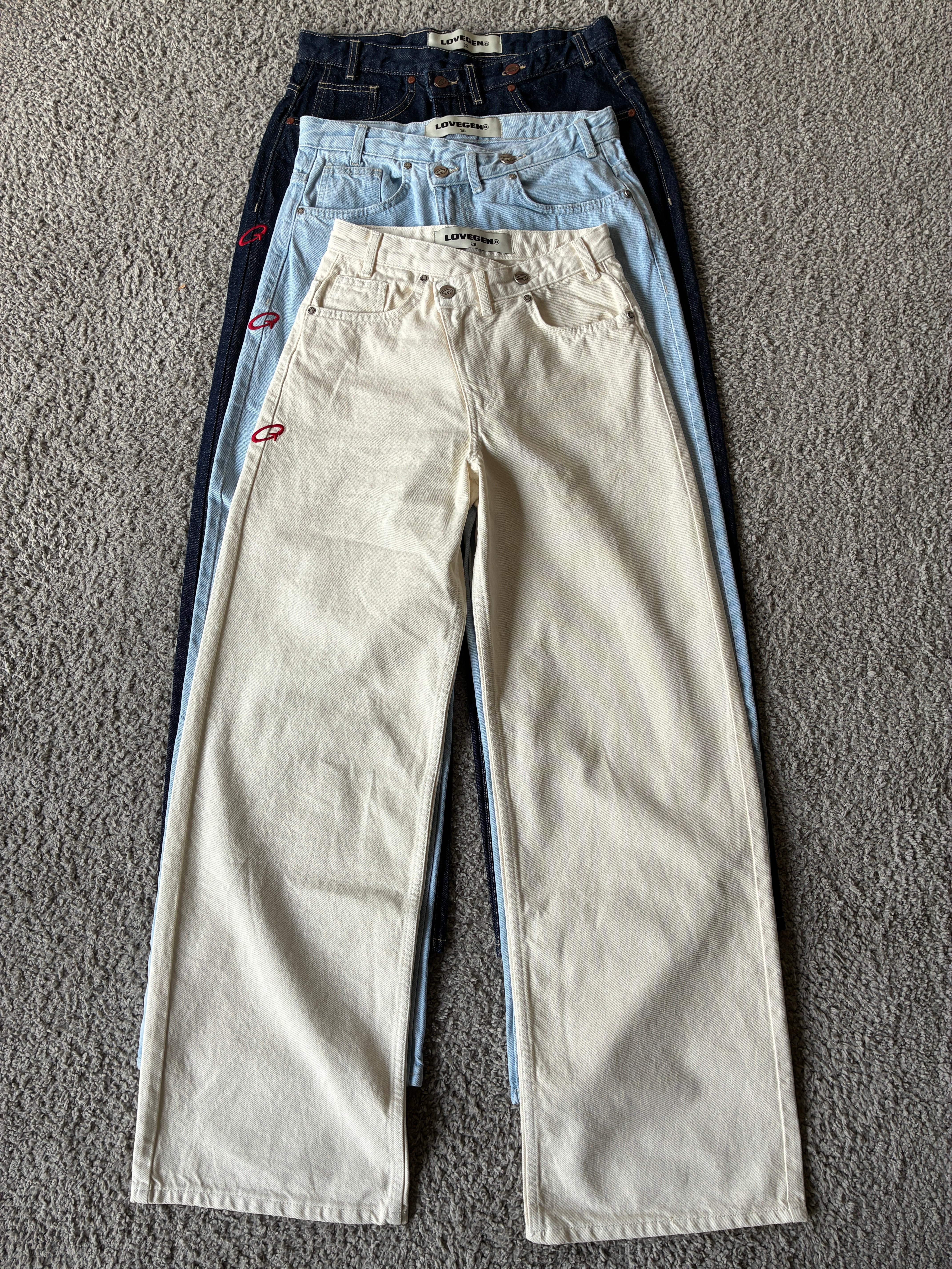 Wide Leg Cross-over Waist Jeans White