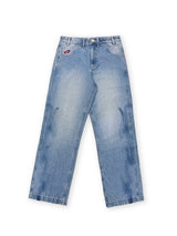 Unisex Embroidered Flame Jeans Straight