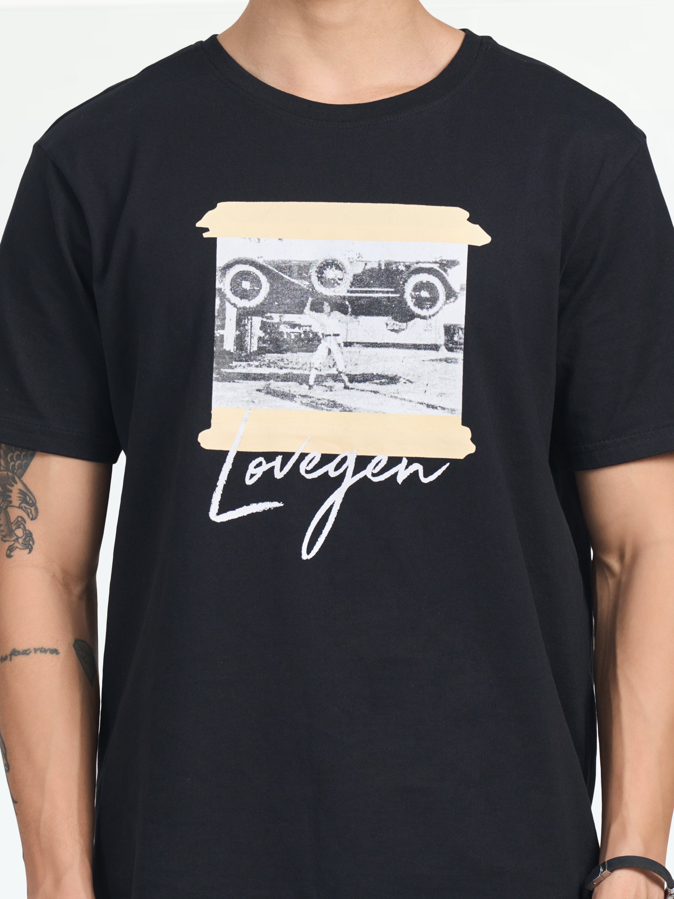 Men's Black Race Oversize Tee