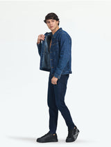 Dark Blue Oliver Printed Denim Jacket