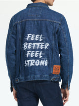 Dark Blue Oliver Printed Denim Jacket