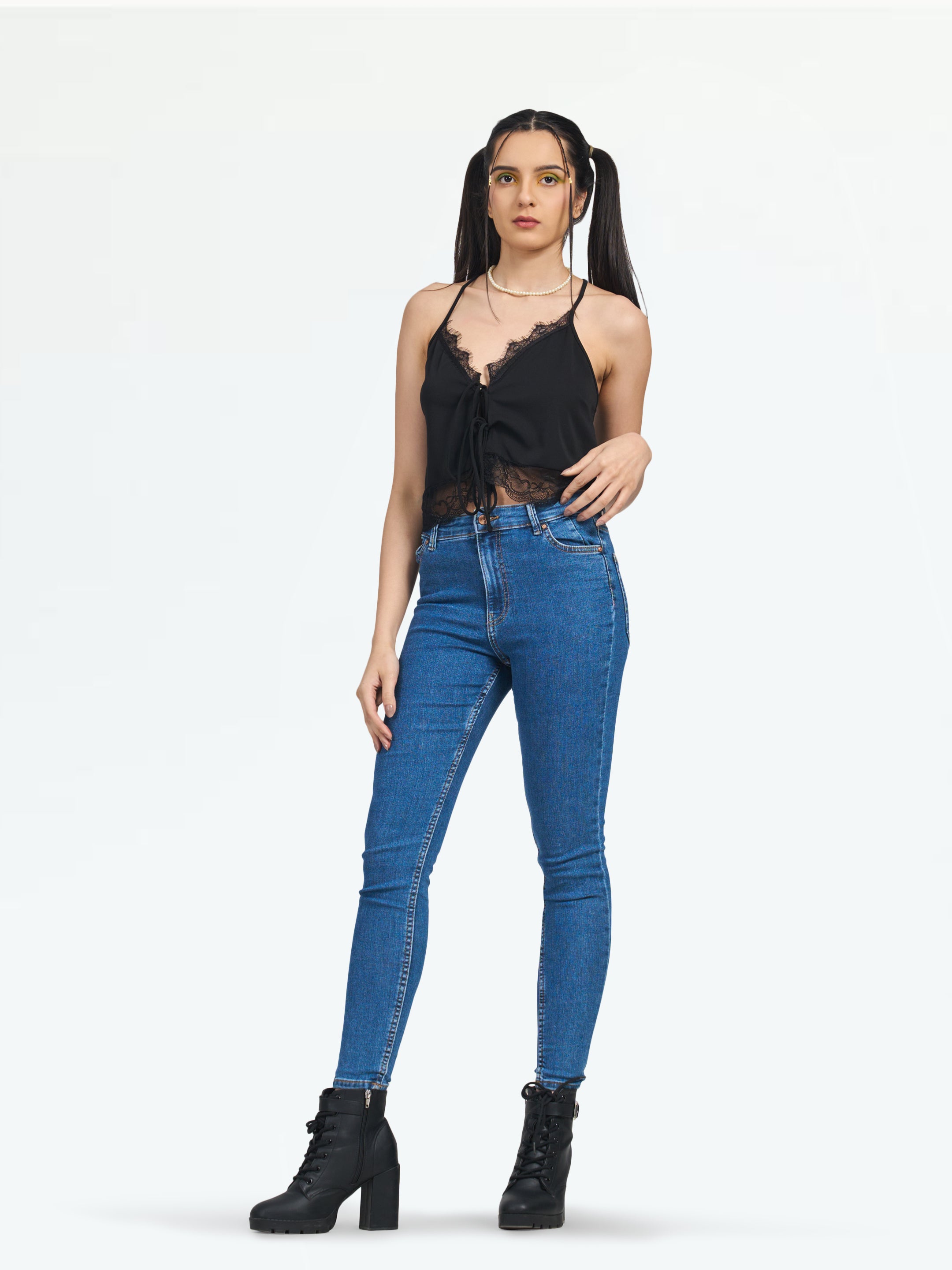 Women's Mid Blue Vienna Highwaist Skinny Jeans