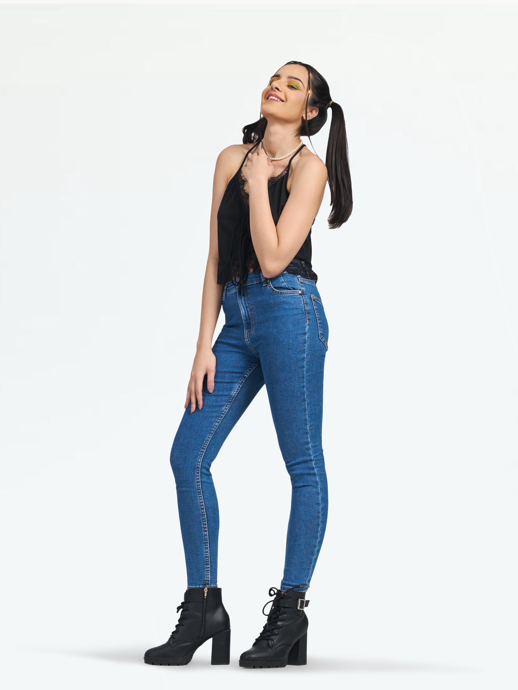 Women's Mid Blue Vienna Highwaist Skinny Jeans