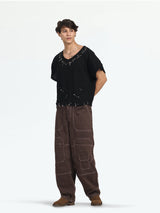 Men's Brown High Waist Jeans