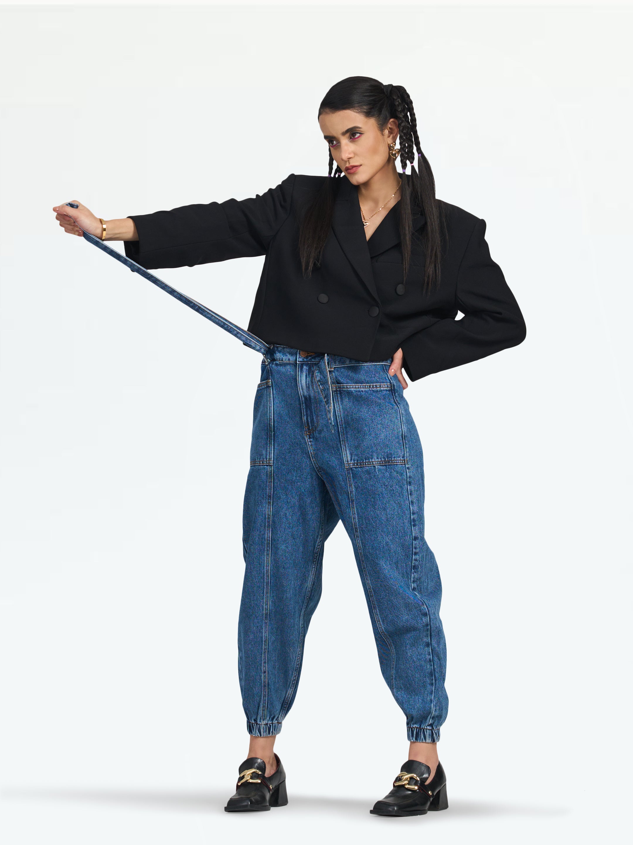 Women's Dark Blue Zurich Belted Cotton Jogger