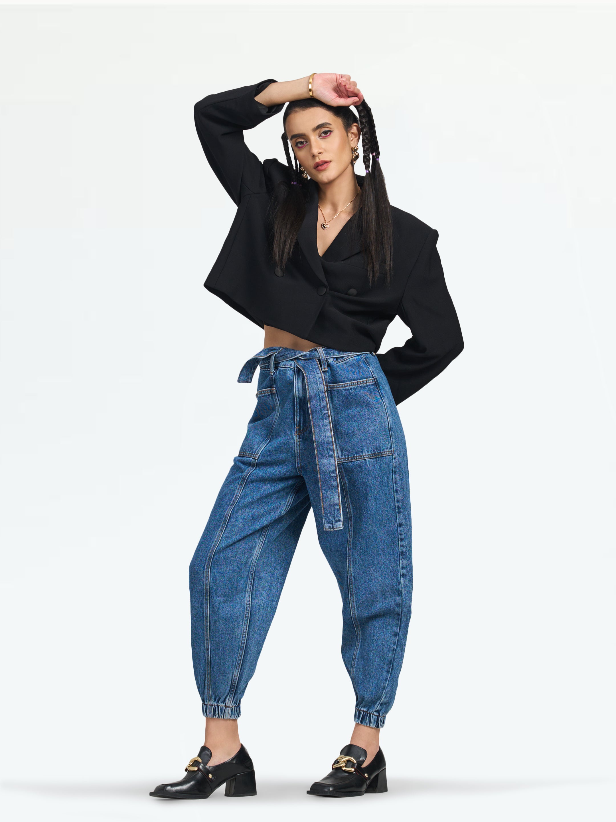 Women's Dark Blue Zurich Belted Cotton Jogger