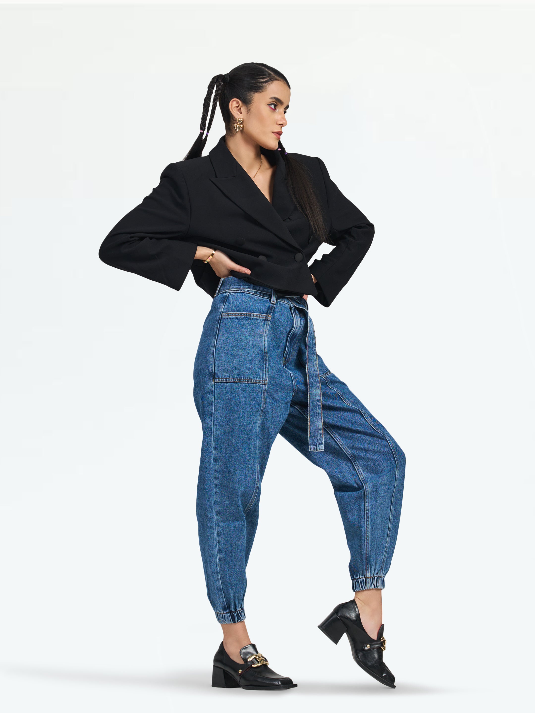 Women's Dark Blue Zurich Belted Cotton Jogger