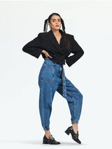 Women's Dark Blue Zurich Belted Cotton Jogger