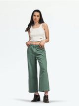 Women's Khaki Seattle Cropped Wide Leg Jeans